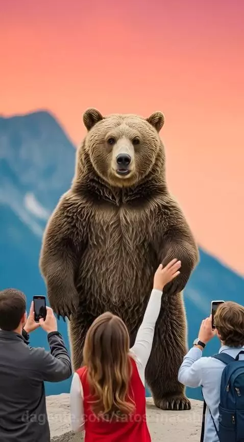 Um urso acenando para turistas.  ⁨@djdtoficial⁩ by fatos-macabros