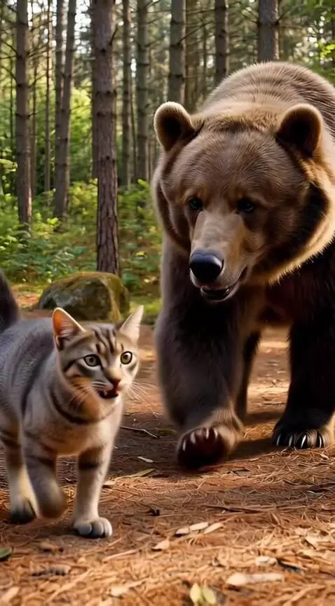 O gato mais corajoso que você verá peitou um urso pardo! Que... by fatos-macabros