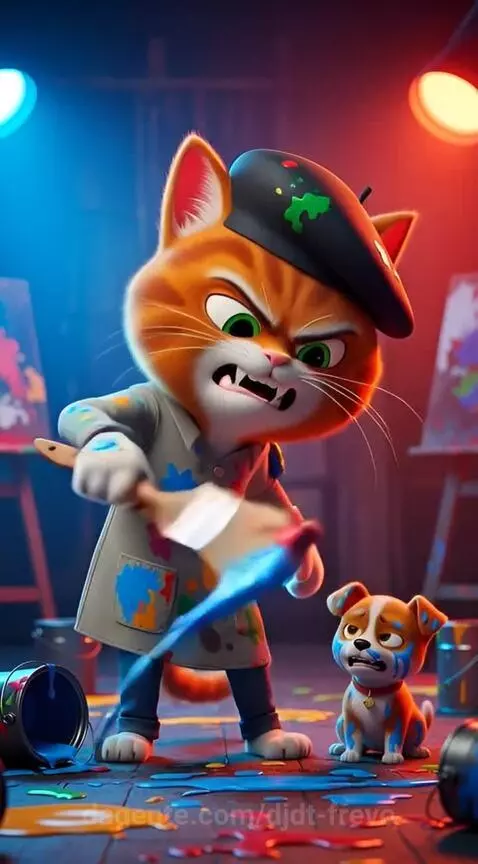 Gato Pintor se empolga com a brincadeira e derrama tinta num... by djdt-frevo